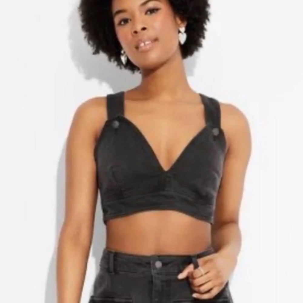 Y2K Wild Fable Black Buttoned Crop Top